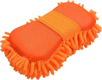 Microfiber Car Wash Sponge, Scratch-Free Vehicle Washing Mitt with Chenille & Mesh Sides