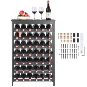 42 Bottle Modular Wine Rack, 7-Tier Solid Bamboo Wood Storage Racks with Table Top, Floor Freestanding Wines Holder Display Shelf