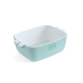 1pc 2 In 1 Multifunction Kitchen Colander; Strainer And Bowl Set; Double Layered Stackable Colander; Fruit And Vegetable Strainer; Drain Basin An (Color: Light Blue, size: small)