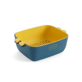 1pc 2 In 1 Multifunction Kitchen Colander; Strainer And Bowl Set; Double Layered Stackable Colander; Fruit And Vegetable Strainer; Drain Basin An (Color: Purplish Blue, size: small)