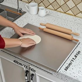 Stainless Steel Cutting Board With Lip For Kitchen Chopping Boards For Countertop Large Metal Cutting Board Over Sink Suitable For Meat Fruits Ve (Option: 30CM40CM)